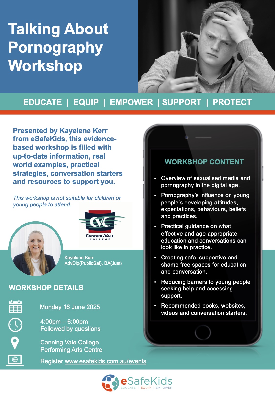 eSafeKids Talking About Pornography Flyer Canning Vale College 16 June 2025